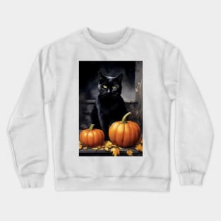 The Black Cat and the Pumpkins Crewneck Sweatshirt